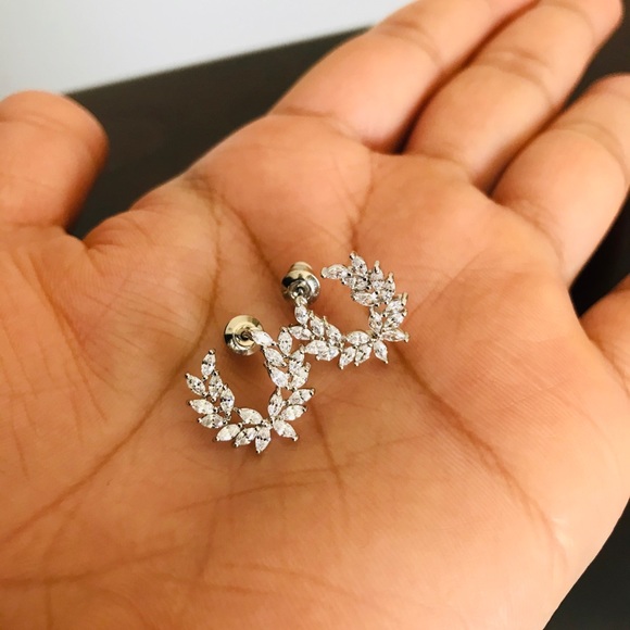 Zircon  Crystal Tree Leaf Cute Earring - Picture 6 of 8